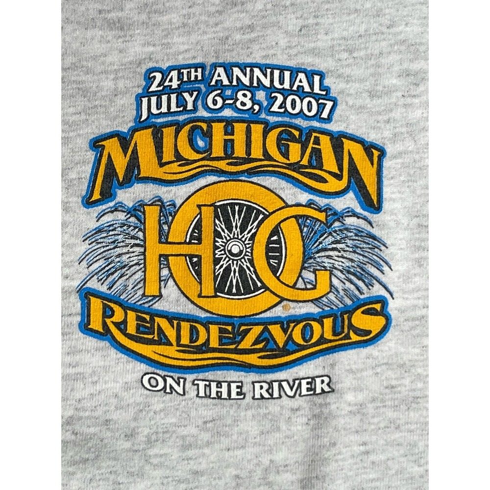 Harley Davidson Michigan Rendezvous 2007 Gray Sleeveless Men's Size XL USA Made - Picture 2 of 8